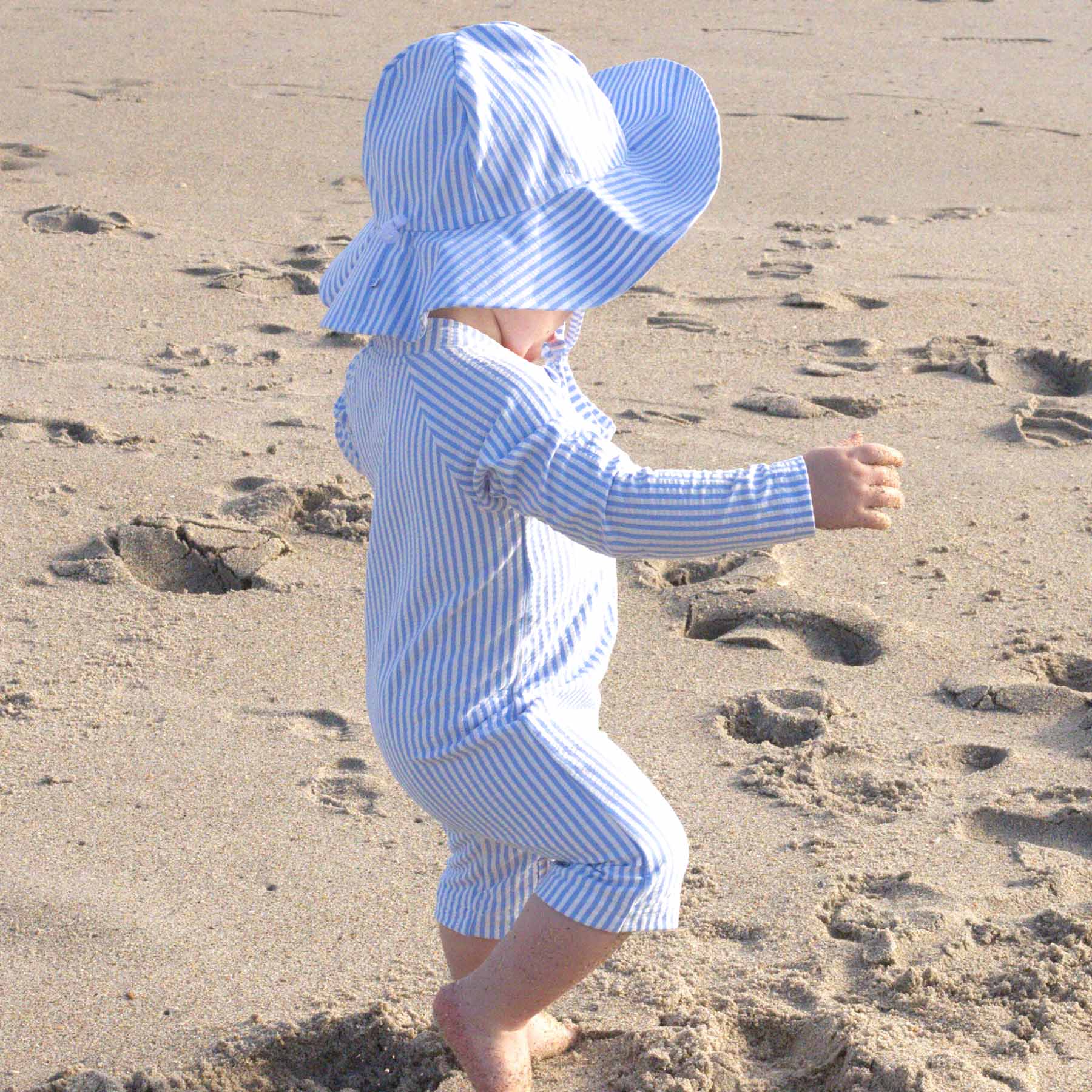 Printed Sun Hat | Seersucker Blue