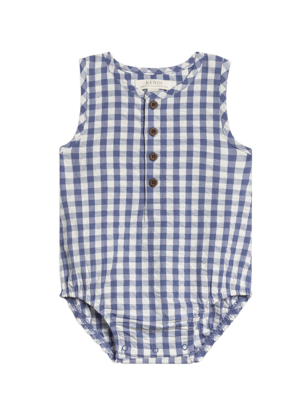Organic Baby Wren Seersucker Bubble Romper - Marino Gingham