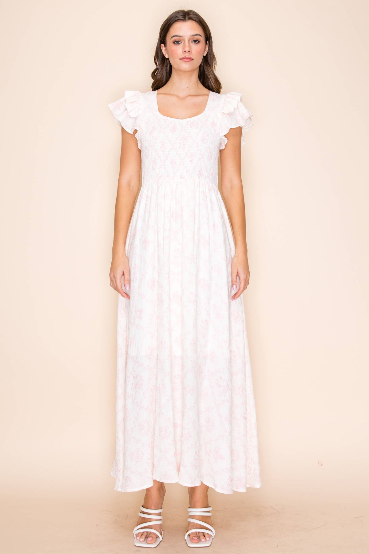 Daphne Ruffle Maxi Dress - PINK