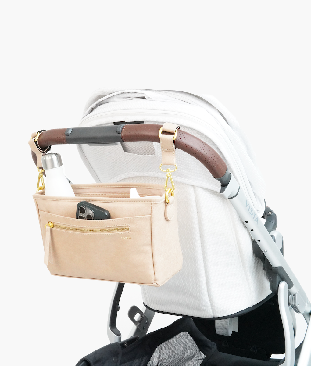 The Stroller Caddy - Faux Leather Bag With Adjustable Straps