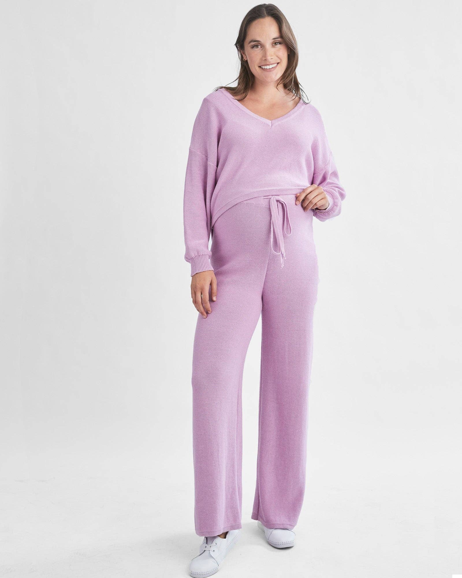 Ella 2 Piece Loungewear Cotton Set in Lilac