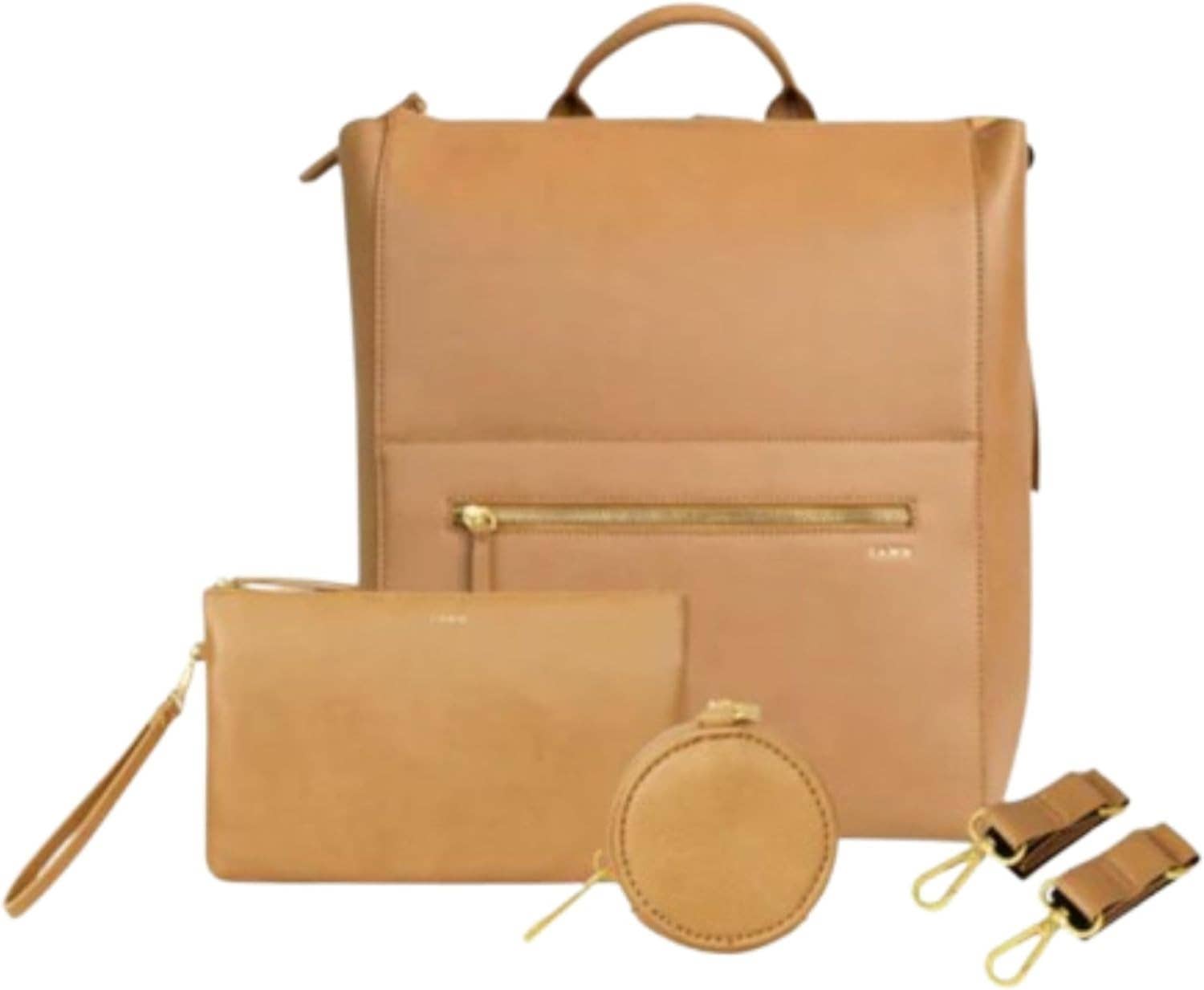 The Square Diaper Bag Bundle - Faux Leather Mom Backpack