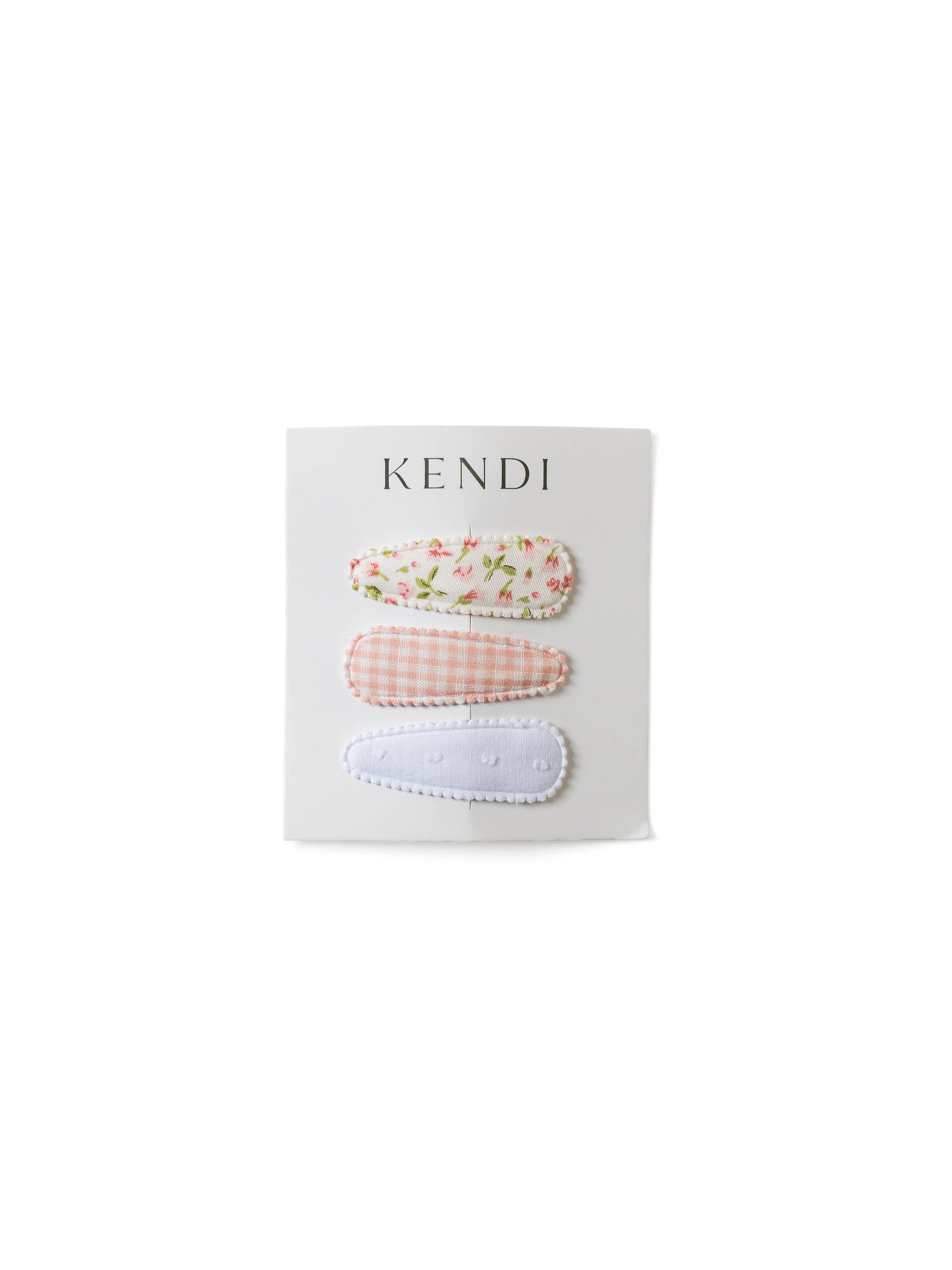 KENDI Baby Hair Clips 3 Pack - Pink Gingham