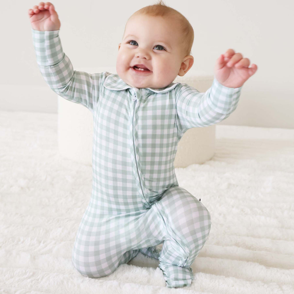 Peter Pan Moss Gingham Footie