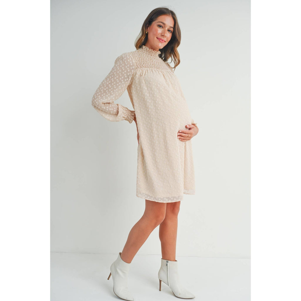 Long Sleeve Mock Neck Maternity Dress