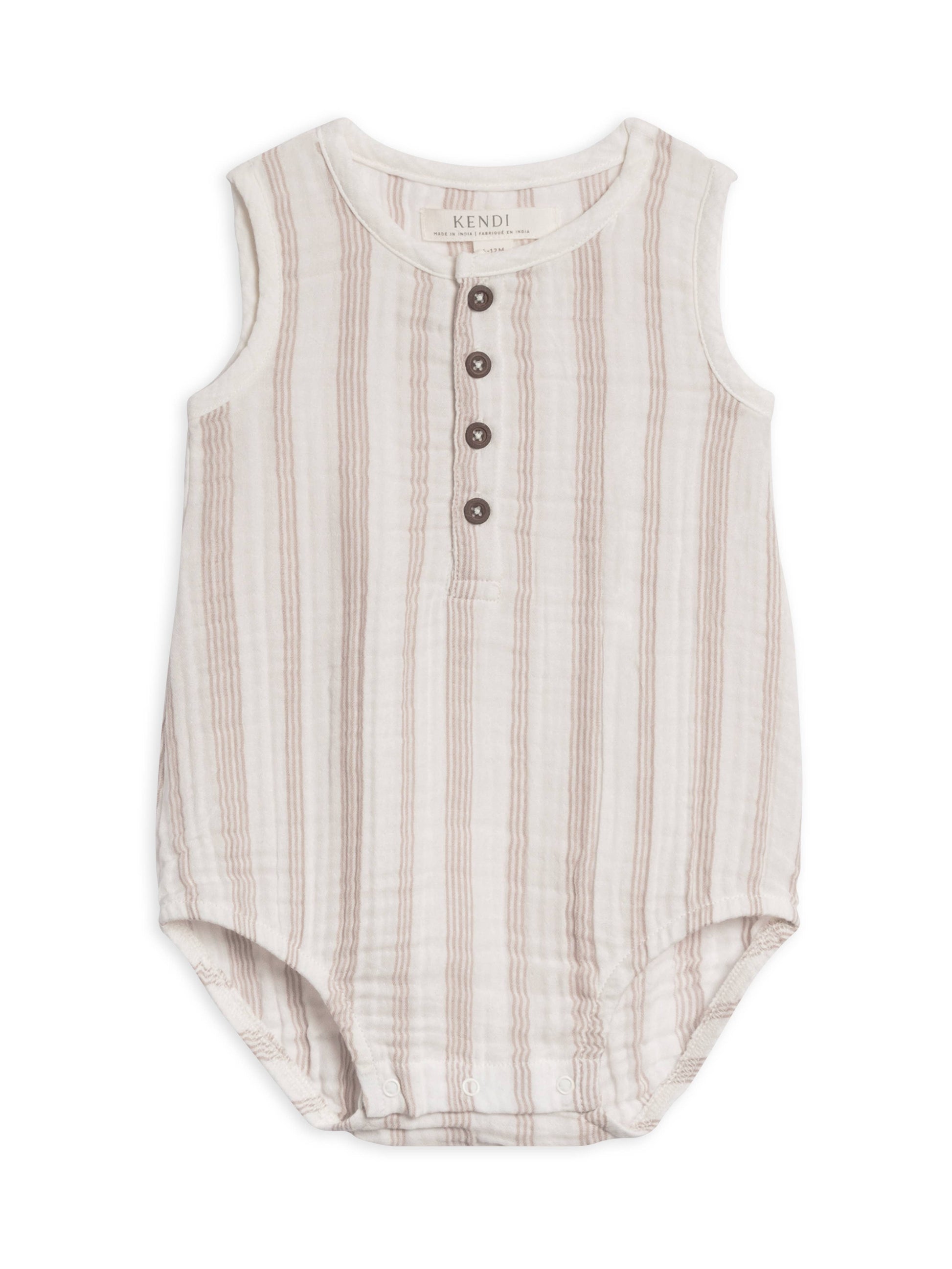 Bowie Muslin Bubble Romper - Enzo Stripe/Beige