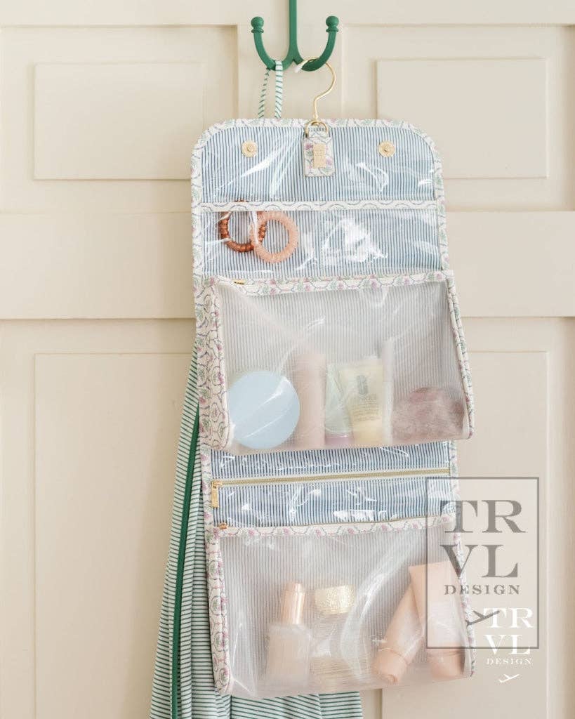 Luxe Hanging Toiletry Antibes With Navy Pinstripe Liner