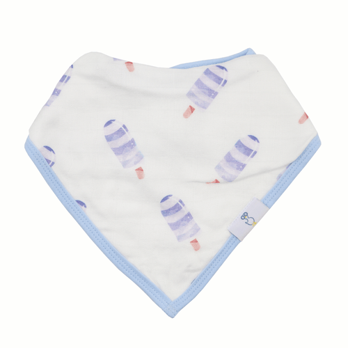 2 PK Muslin & Terry Cloth Bib Set Popsicles/Stripes