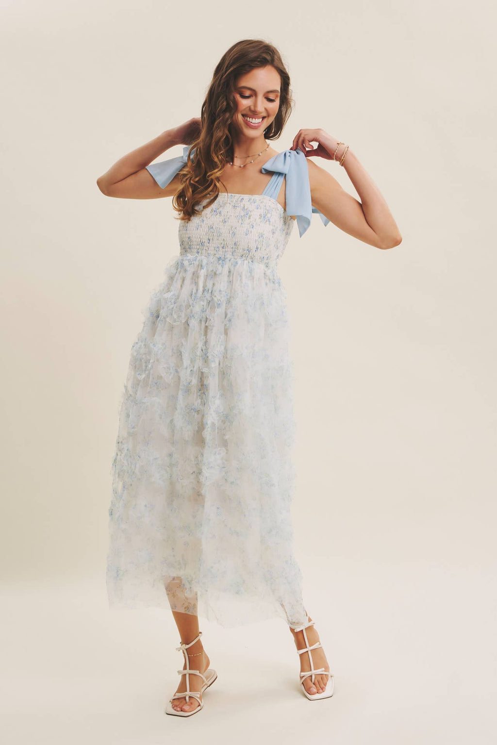 Sky Petals Tie Dress