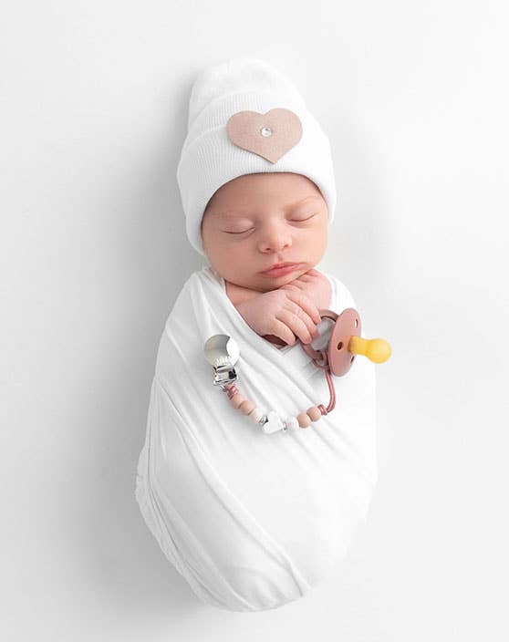Blush Heart Pacifier Clip