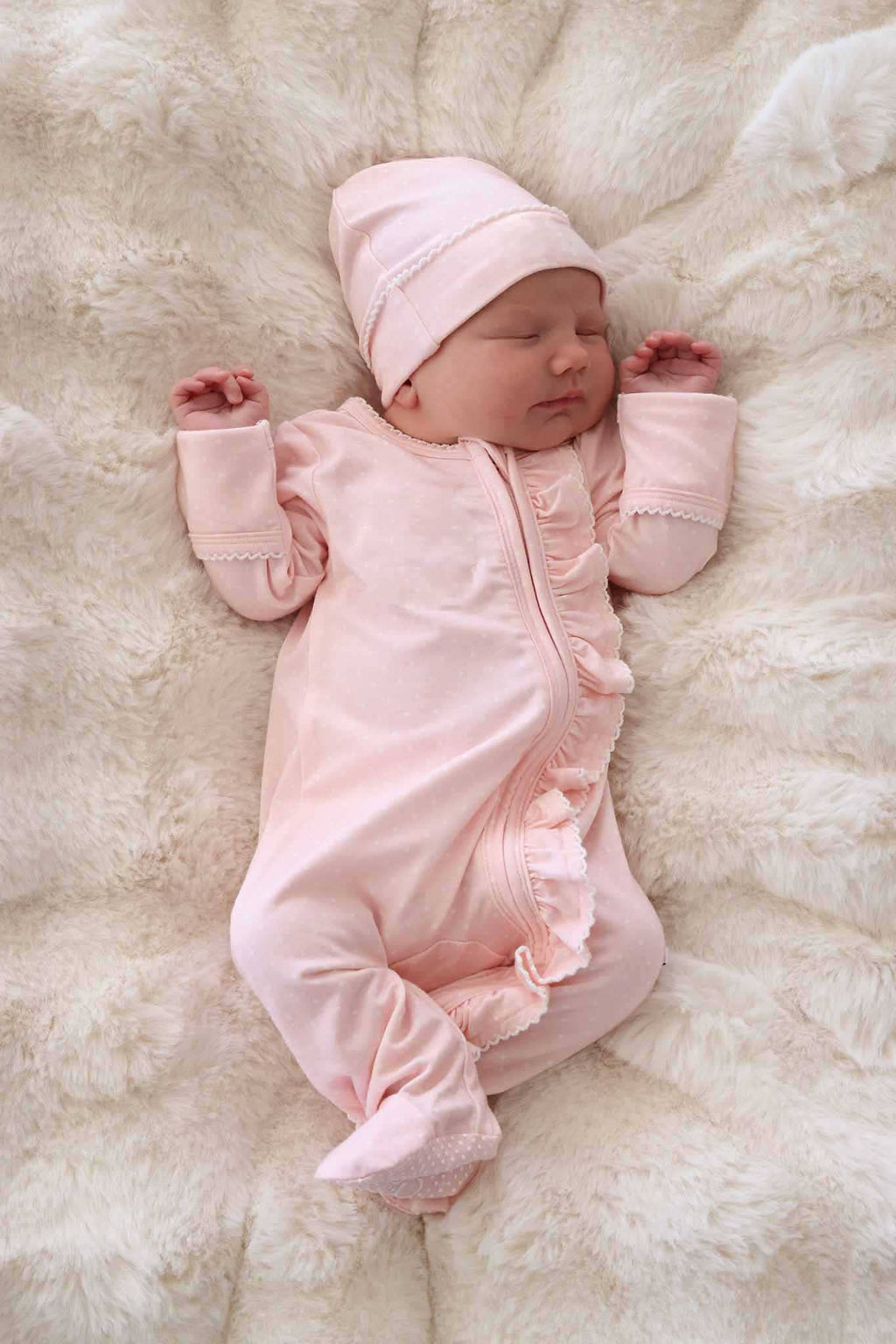 Polka dot Bamboo Zipper Footie