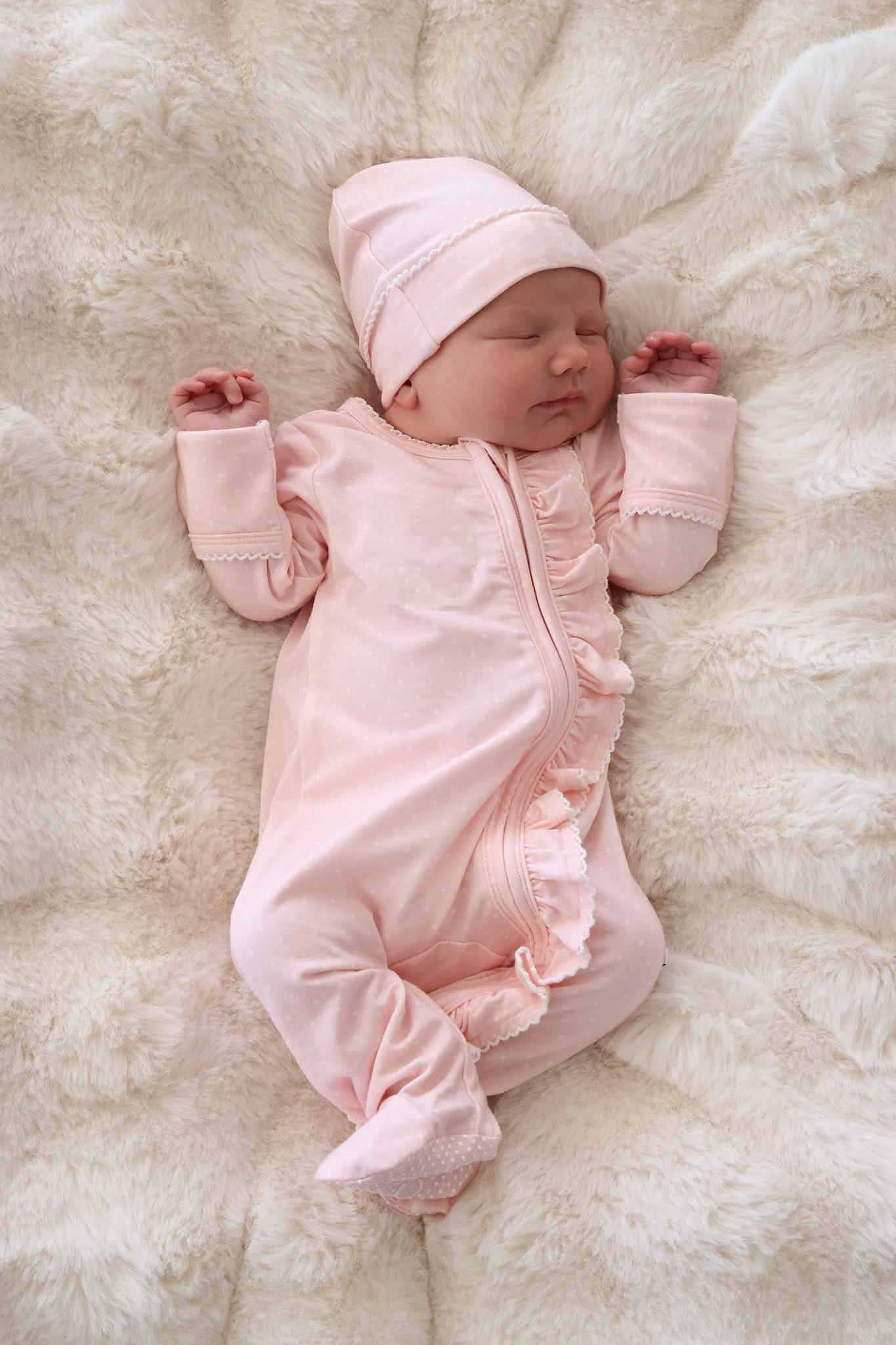 Polka dot Bamboo Zipper Footie