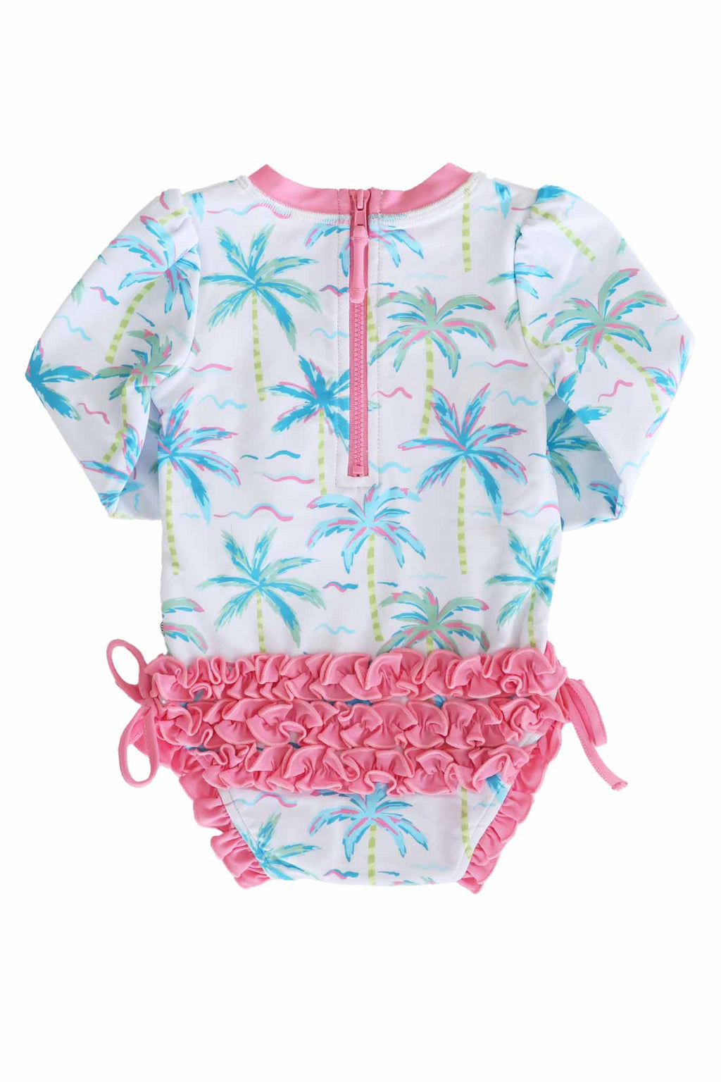 Long Sleeve Rash Guard With Ruffle Bottom | Blue Lagoon