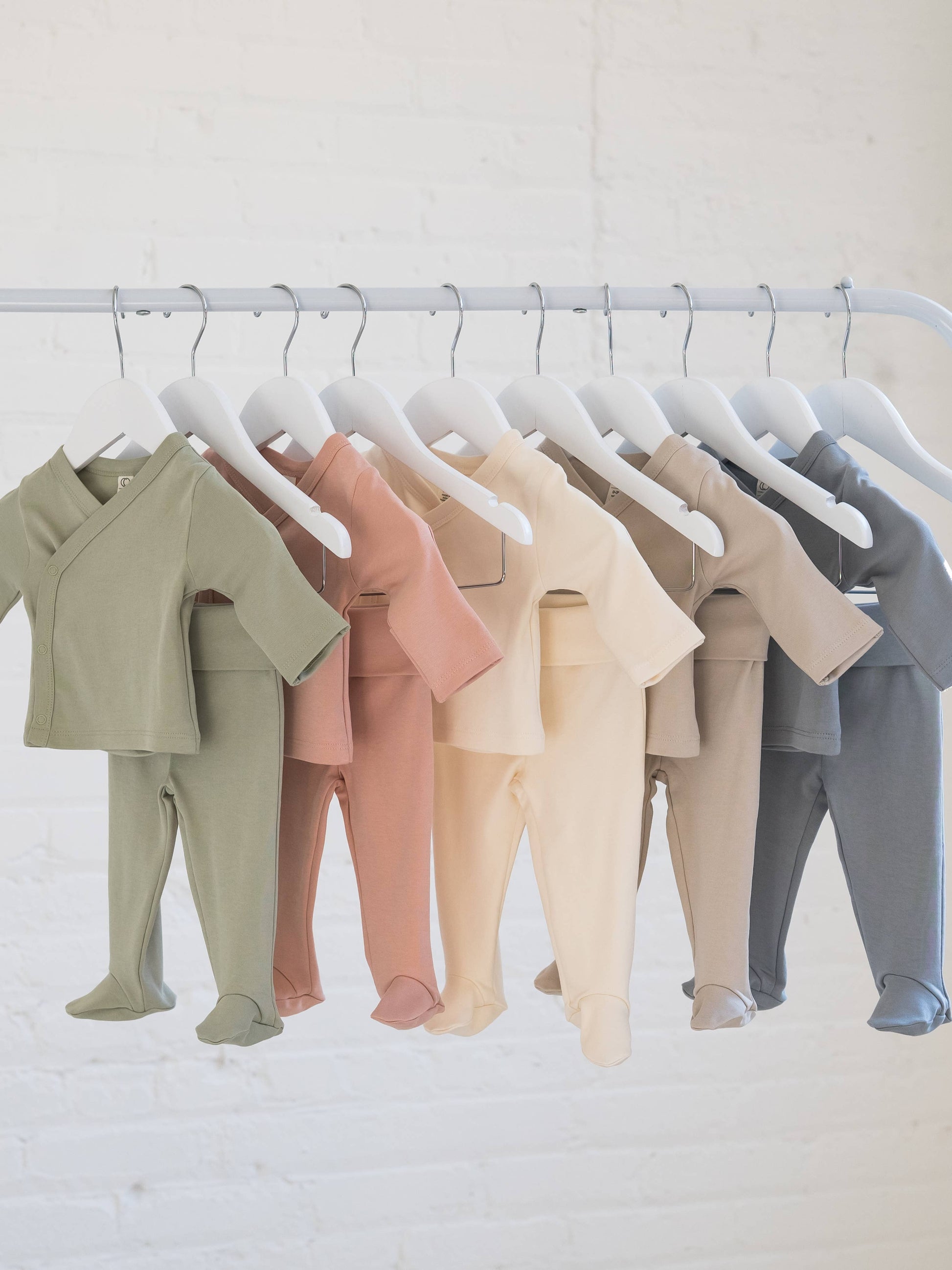 Organic Riley 2 Piece Kimono Wrap Top + Pant Set - Mist