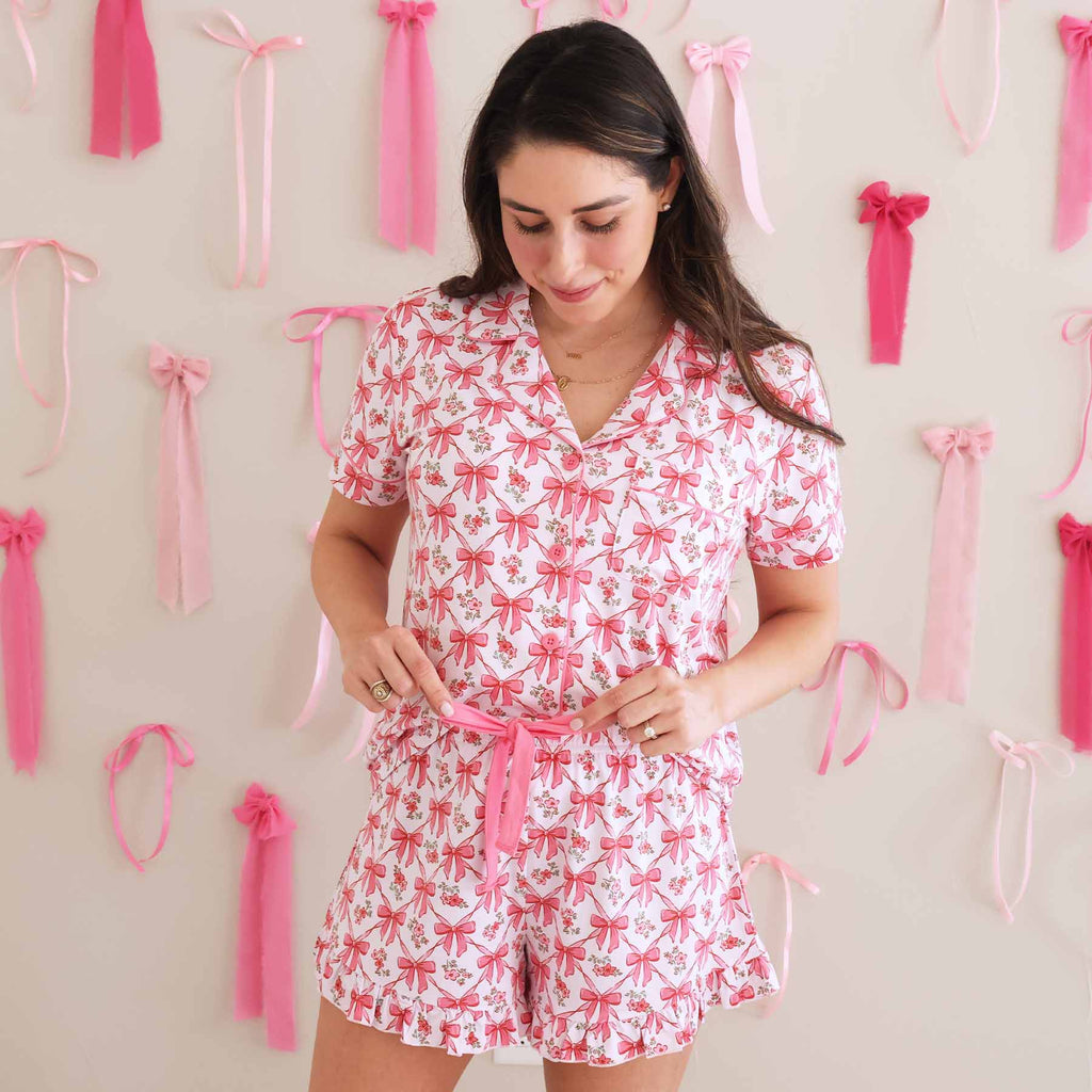Bow Besties Women's Two Piece Short Lounge Set