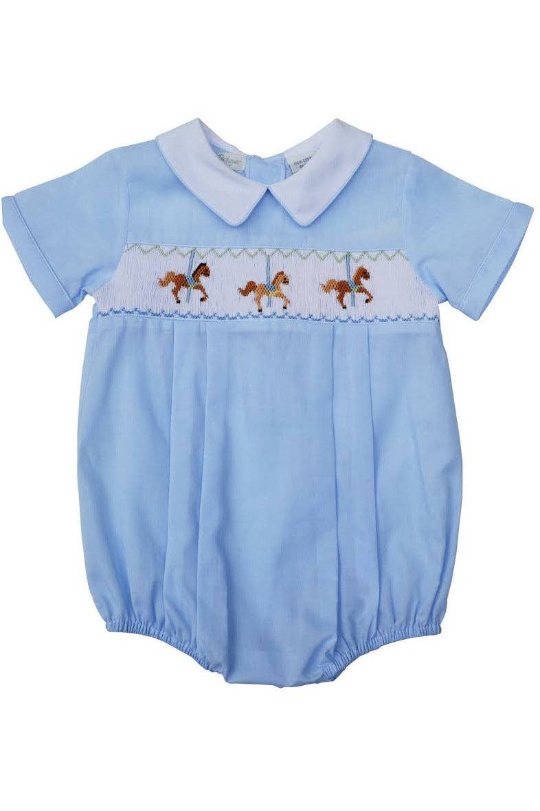 Blue Carousel Smocked Bubble