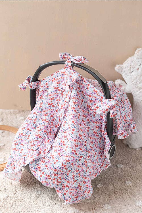 Stroller Cover SET- Tiny Flowers / Red