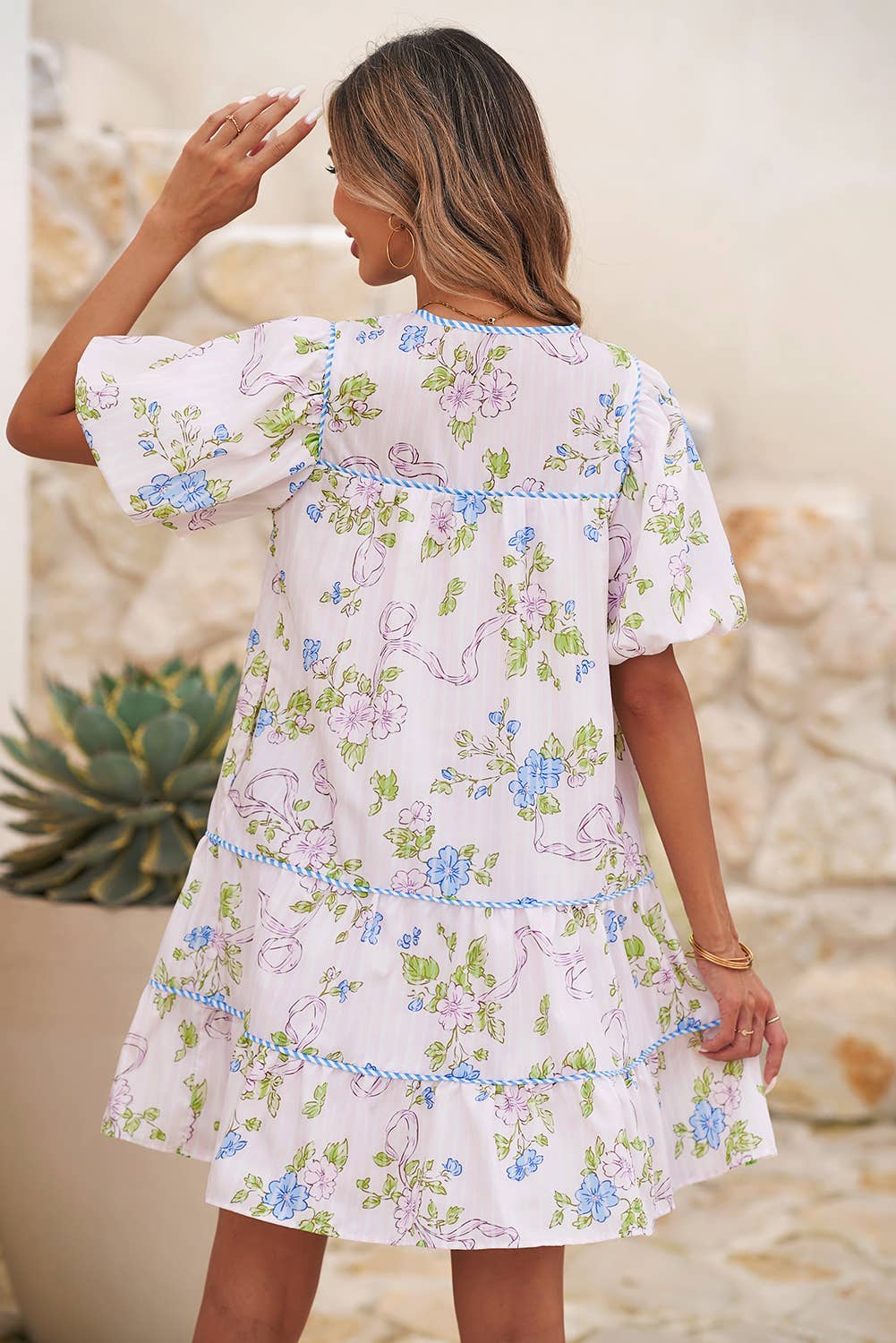 Floral Striped Split Dress